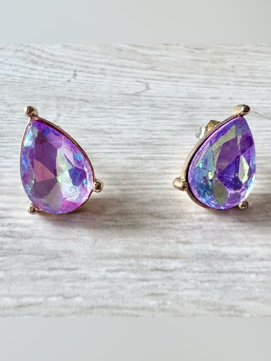 Jewelry - Teardrop Aurora Crystal Stud Earrings in Purple-Pink